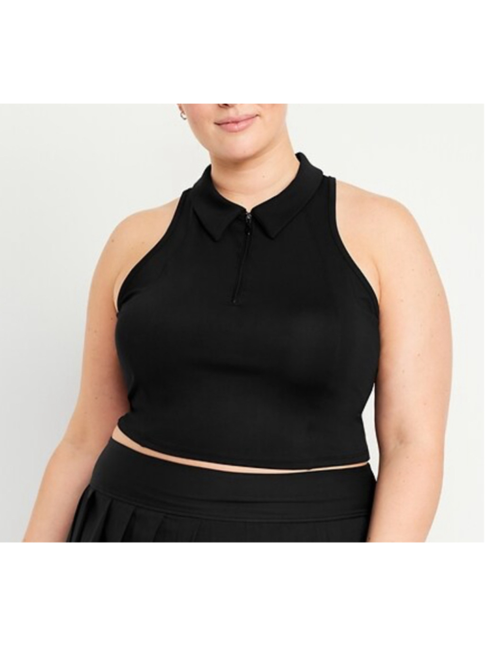 ⚡️2 for $38 Old Navy Black Powersoft Zip-Front Crop Top Size XL